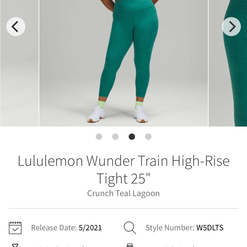 Lululemon Wunder Train 25” Crunch Teal Lagoon